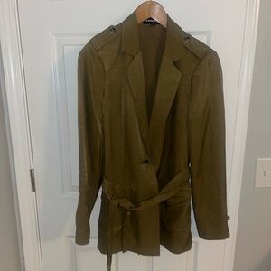 Express Olive Green Military Style tie-waist Jacket, Med